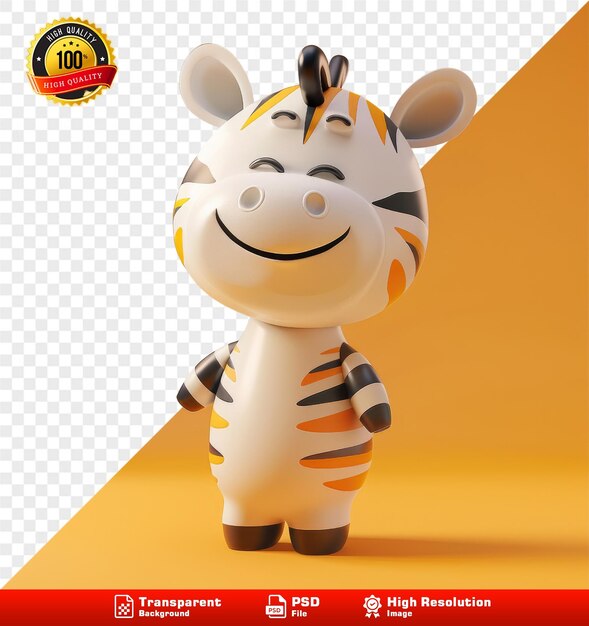 Cute Happy Baby Zebra 3D Render Diseño minimalista con texturas de pelaje sutiles
