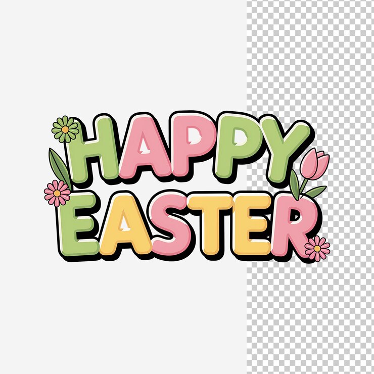 PSD cute happy easter 3d text effect typography in cartoon style