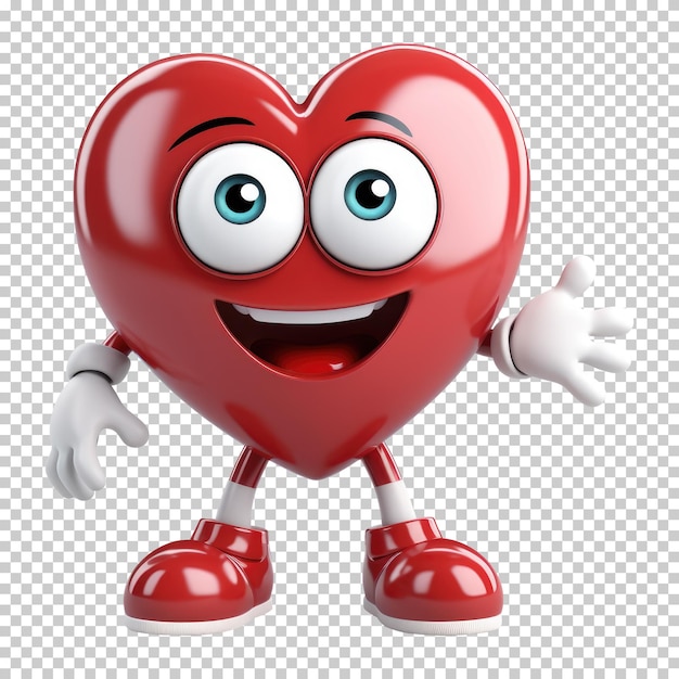 PSD cute heart cartoon 3d-stil isoliert auf durchsichtigem hintergrund