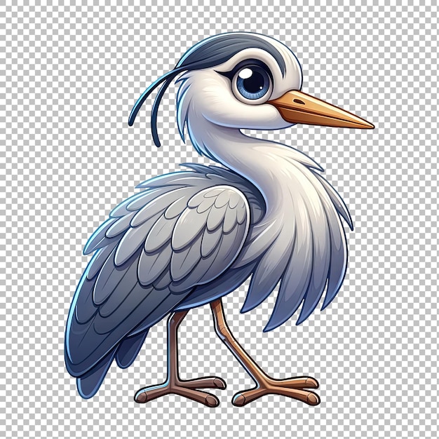 PSD cute heron cartoon clipart