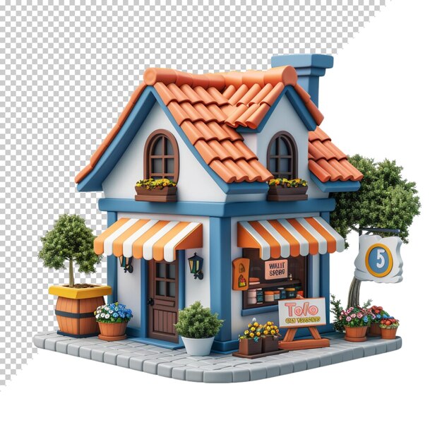 PSD cute home 3d isolé sur un fond transparent