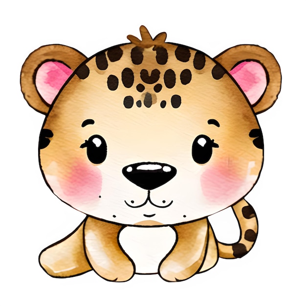 PSD cute jaguar ilustração clipart adesivo.