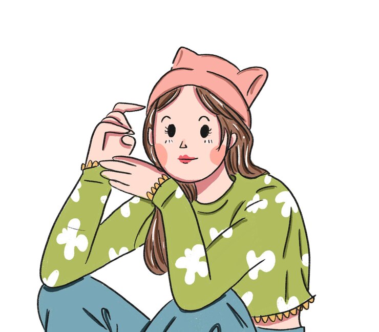 PSD cute kpop girl with hat