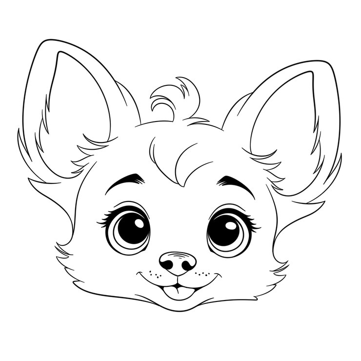 PSD cute line art chihuahua puppy smiling