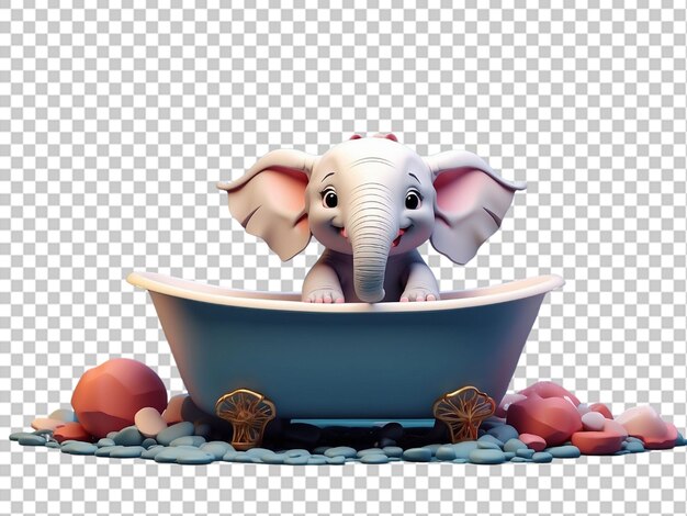 PSD cute little elephant in a bathtub