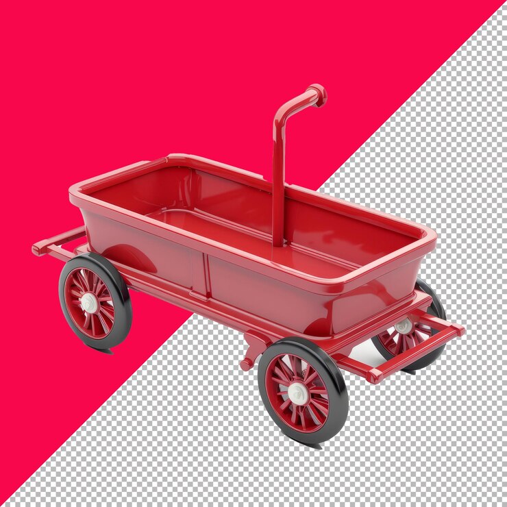 PSD cute little red wagon 3d dibujos animados aislados con fondo blanco png psd