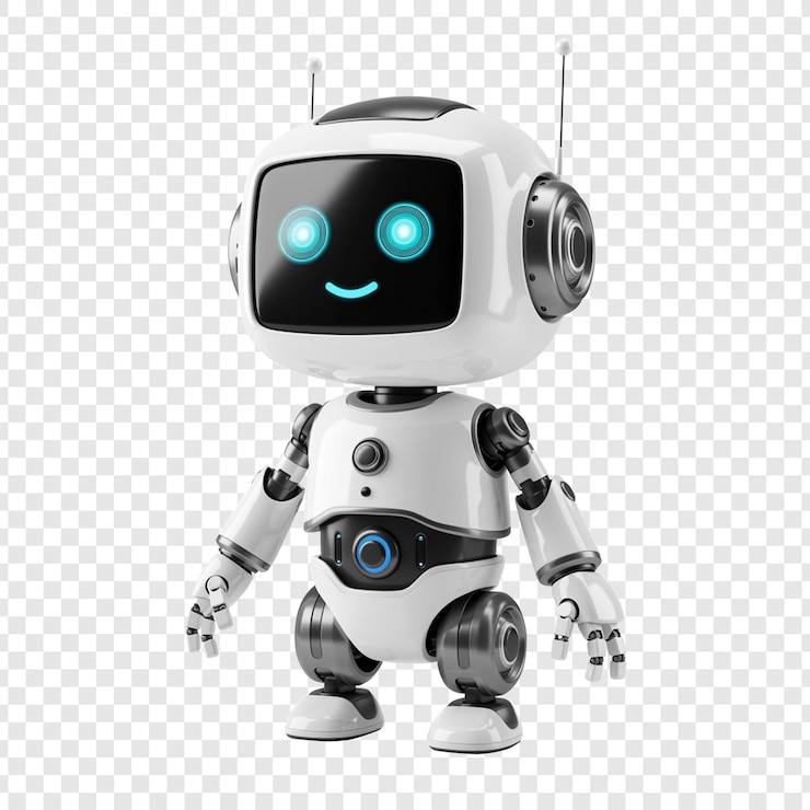 PSD cute little robot on transparent background