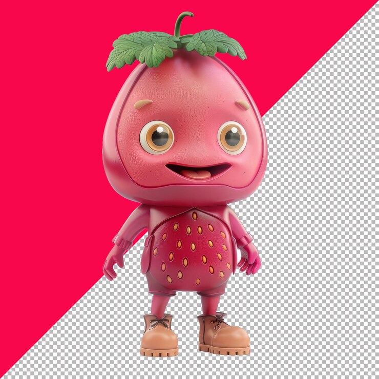 PSD cute loganberry character 3d isolato rendering sfondo trasparente png psd