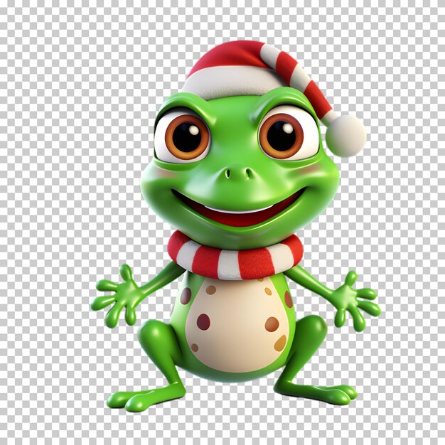 PSD cute lustige frosch trägt weihnachtsmann hut für weihnachten illustration transparenter hintergrund