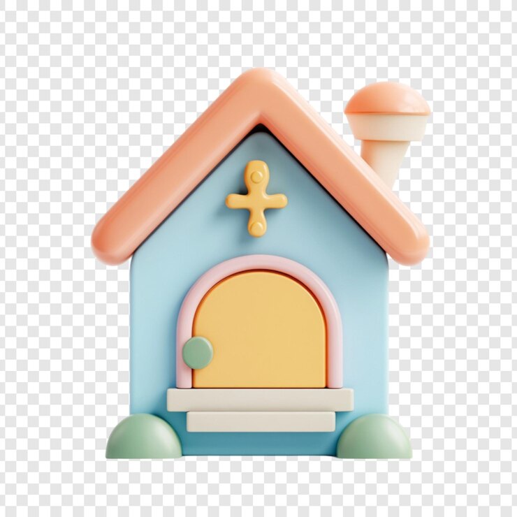 PSD cute maison pastel modèle 3d maison maison douce
