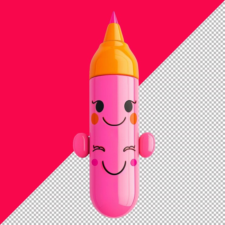 PSD cute marker 3d render transparente de fondo png para el psd