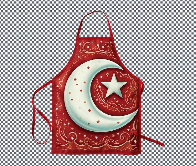 Cute moon and star shaped eid mubarak apron isolado em fundo transparente