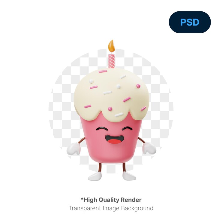 PSD cute muffin 3d icon premium psd