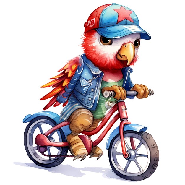 Cute parrot ilustración de clipart de motocicleta estadounidense