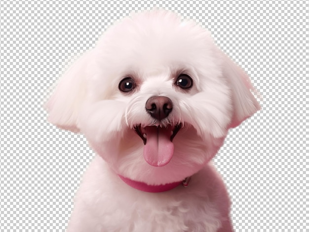 Cute petite race de chien blanc heureux Bichon Frize souriant PSD sur un fond transparent Génératif Ai