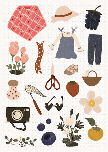 Cute picnic set illustration