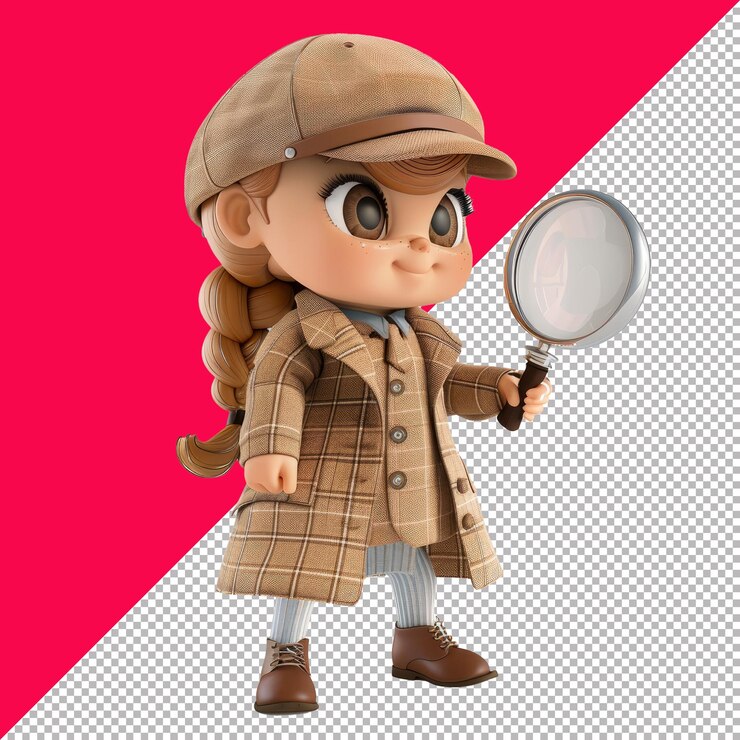 PSD cute sharpwitted detective 3d renderizado aislado con fondo blanco png transparente psd