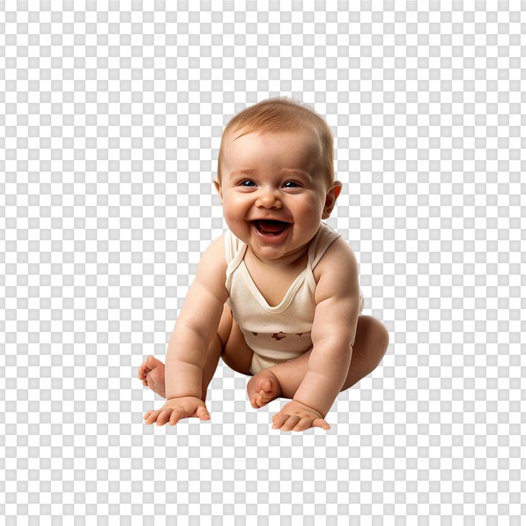 PSD cute smiling baby isolated on transparent background