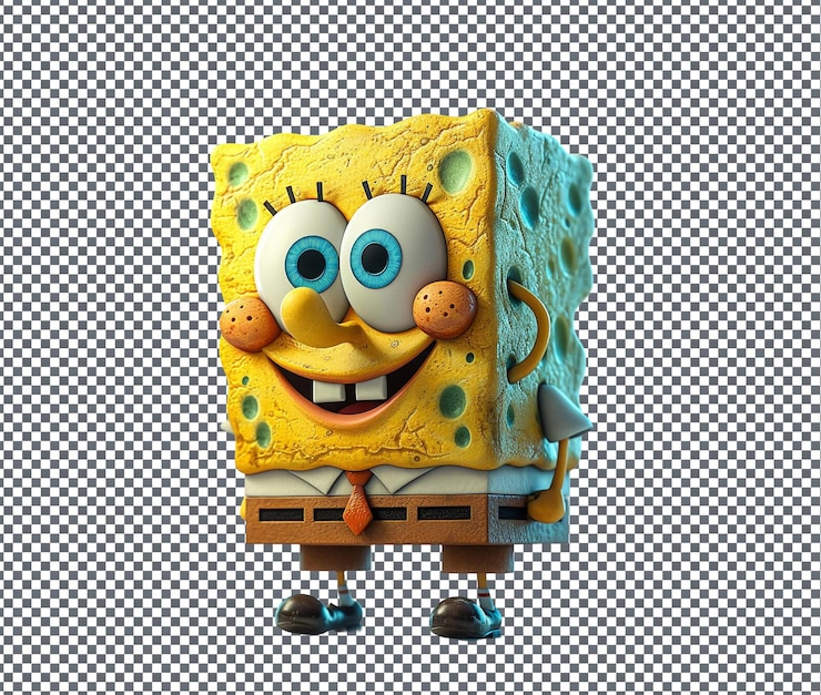 PSD cute spongebob isoliert auf durchsichtigem hintergrund