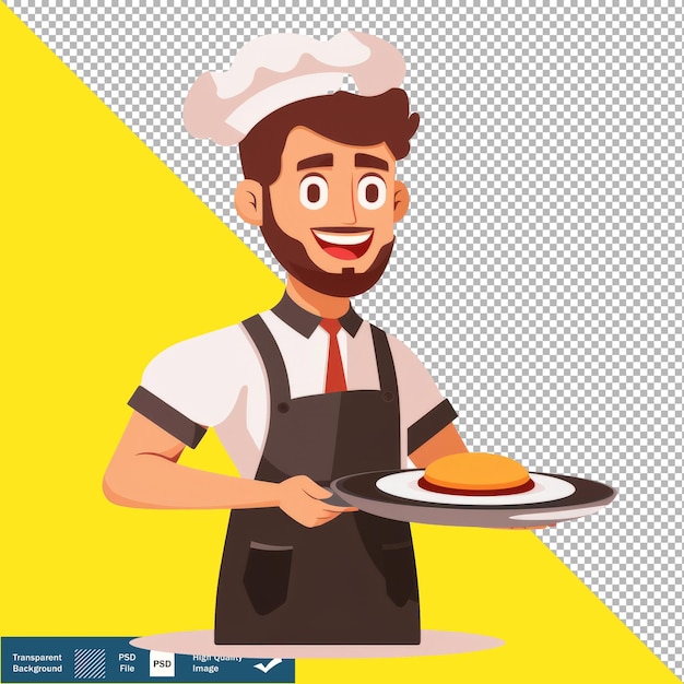 PSD cute waiter serving dinner cartoon vektor durchsichtiger hintergrund png psd