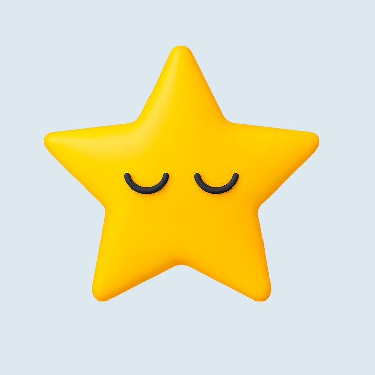 Cute Yellow 3D Star Smiling with Closed Eyes