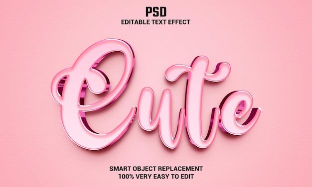 Cuti effetti di testo rosa modificabili in stile psd