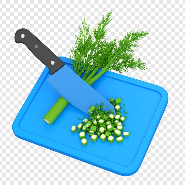 Cutting board with knife and chopped vegetables