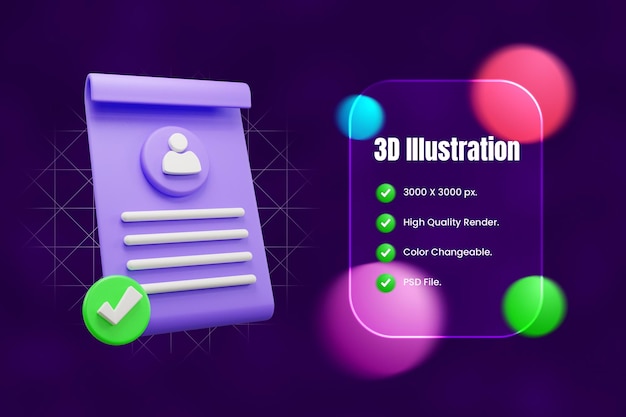 cv approved 3d illustration or resume approved 3d illustration or cv design 3d illustration