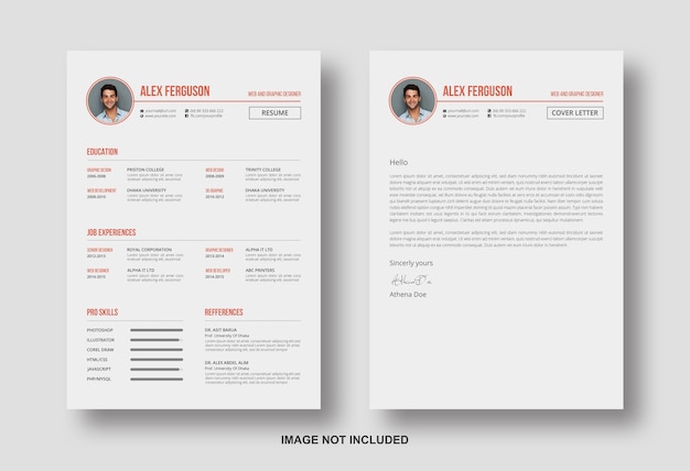 PSD cv cv avec modèle de conception de lettre de motivation