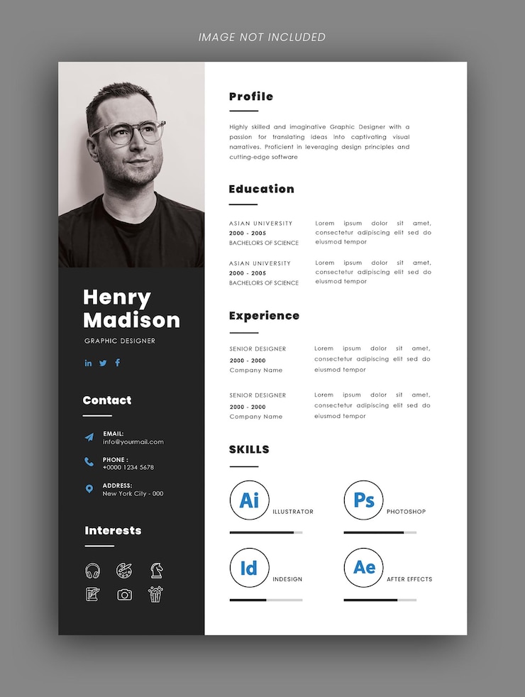 PSD cv-design-psd-vorlage für grafikdesigner