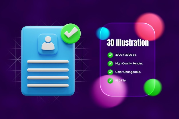 CV genehmigte 3D-Illustration oder Lebenslauf genehmigte 3D-Illustration oder CV-Design 3D-Illustration