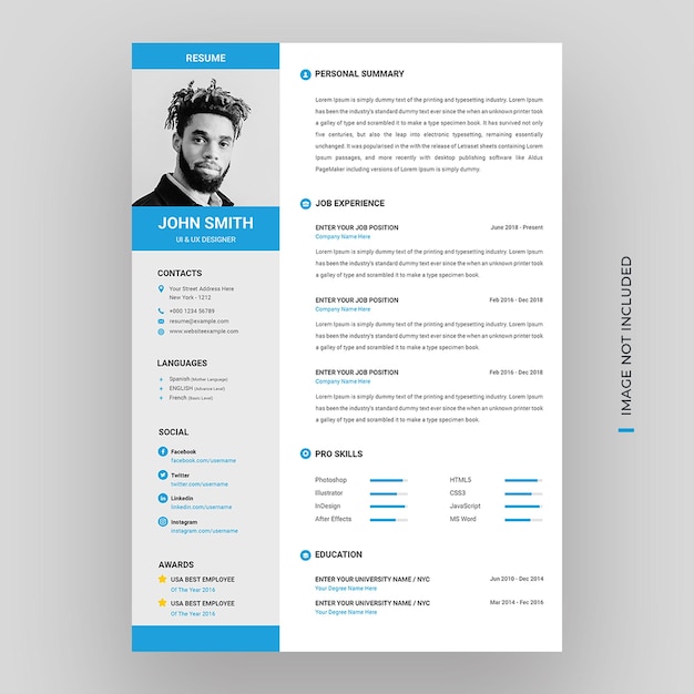 PSD cv minimaliste ou modèle de cv