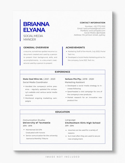 Cv modèle PSD professionnel CV gestionnaire de médias sociaux