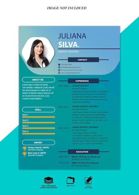 CV professionnel moderne Résumé modèle PSD