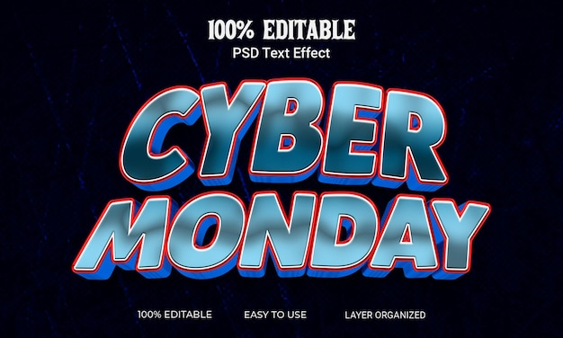 PSD cyber monday 3d efeito de texto estilo de texto editável arquivo psd