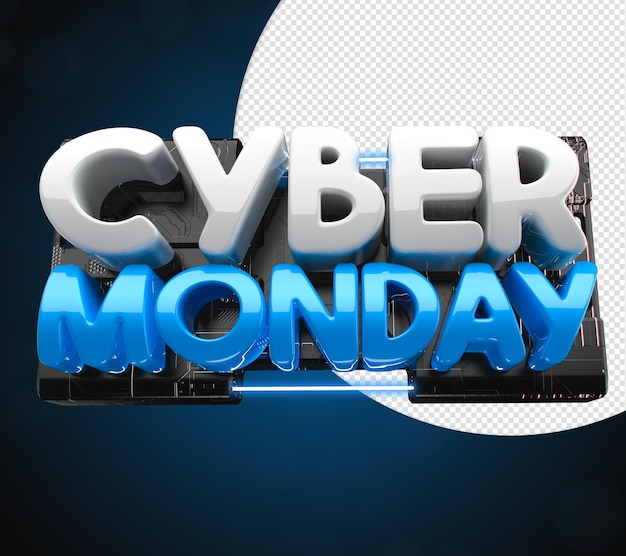 Cyber monday 3d stempel für futuristische komposition