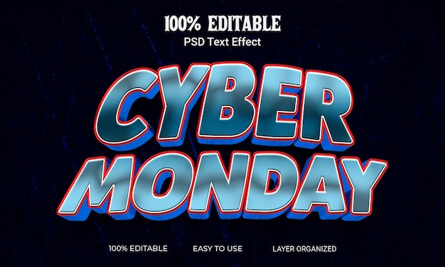 Cyber Monday 3D-Texteffekt Bearbeitbare Textstil-PSD-Datei