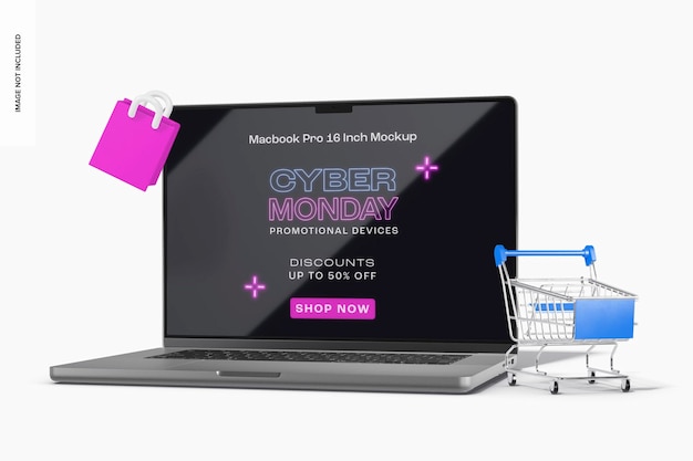 PSD cyber monday macbook pro 16 zoll modell, rechte ansicht