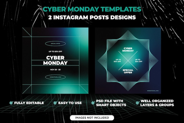 Cyber Monday Plantillas de publicaciones de Instagram Diseños de redes sociales Vol 3