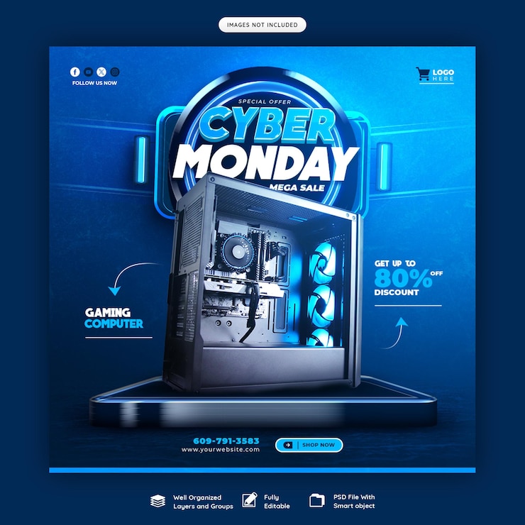 PSD cyber monday super sale banner sui social media o modello di post