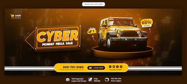 Cyber monday super sale facebook cover-banner-vorlage