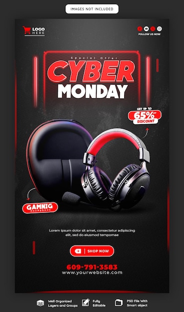 PSD cyber monday super sale modelo de banner de história do instagram e do facebook