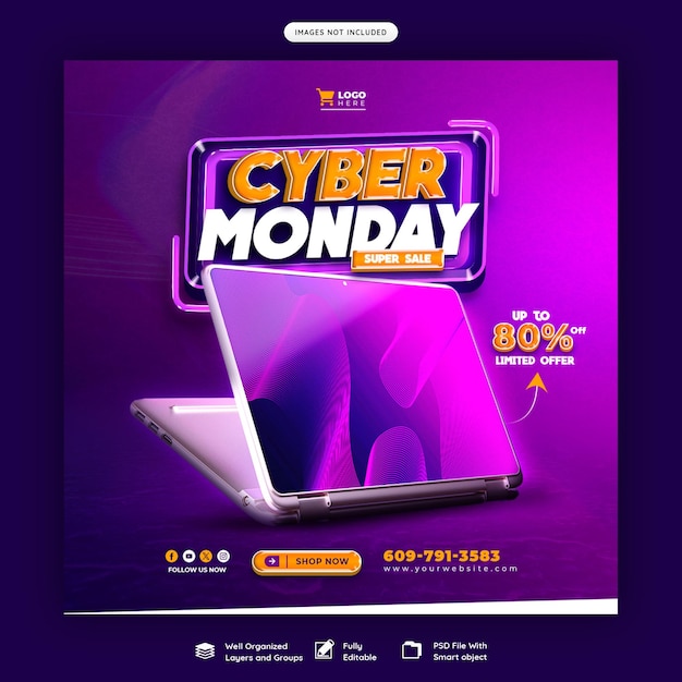 Cyber Monday Super Sale Social-Media-Banner oder Post-Vorlage