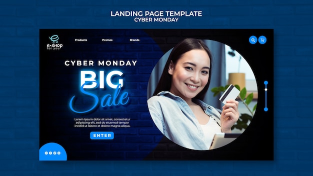 PSD cyber monday tech-landingpage-vorlage