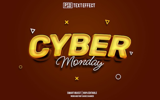 Cyber Monday Text-Effekt Schriftart bearbeitbare Typografie 3D-Text