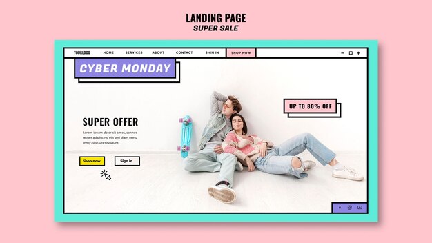 PSD cyber montag konzept konzept landing page vorlage