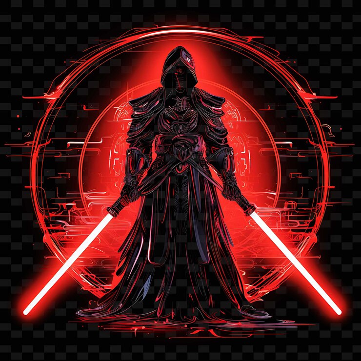 PSD cyber samurai borderline diseño líneas de neón estilo katana desi forma y2k colecciones de arte de luz de neón
