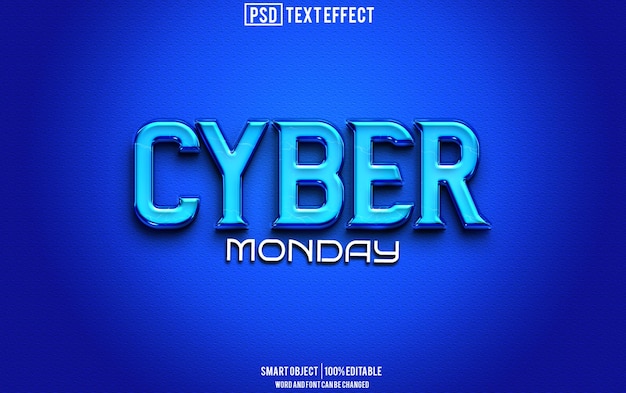Cyber segunda-feira texto efeito fonte editável tipografia texto 3D