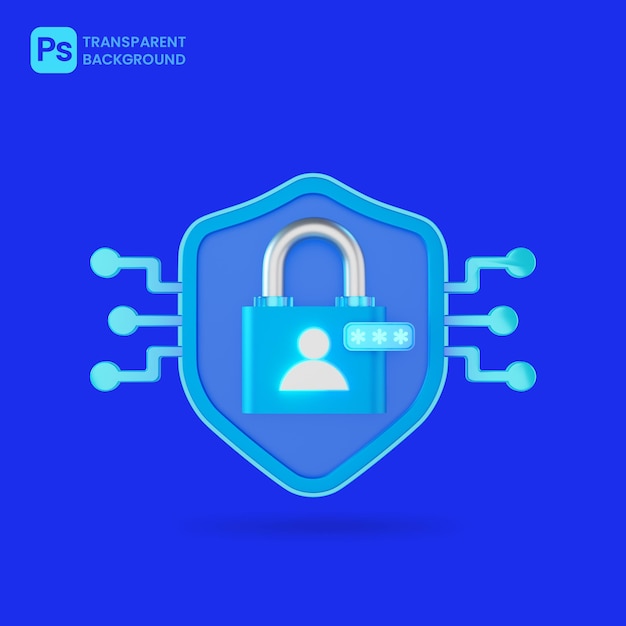 Cyber-Sicherheitssystem und Vorhängeschloss-Symbole auf blauem Hintergrund
