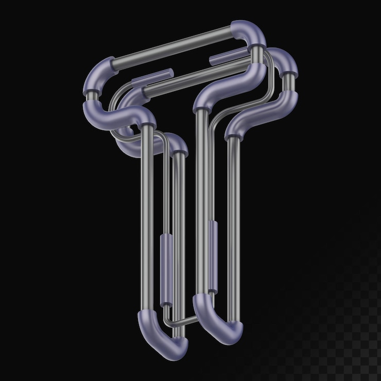 PSD cyber style aislado 3d render letra t